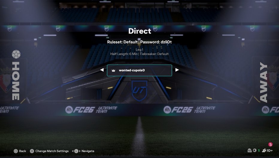 FCPRO tab is now live on fc26 so u can create private matches on direct servers