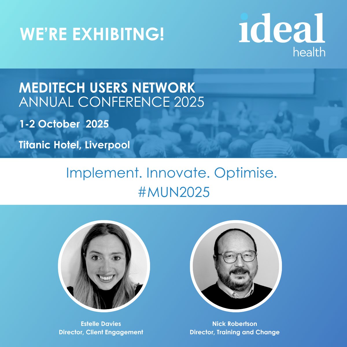 👉 Just one day until the MUN Annual Conference 2025!

Ideal Health has been a trusted partner in MEDITECH EPR implementations for over 15 years across all versions of the system. We have supported many healthcare providers with their MEDITECH programmes including: 

☑️ Mater