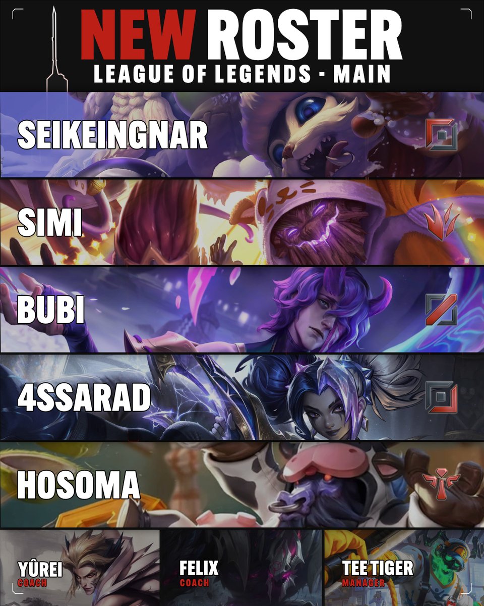 Gude!

Im kommenden Split heißen wir neue Gesichter willkommen – und mit „SeiKeinGnar“ kehrt unser Star &amp; Urgestein zurück! 

Wir setzen auf seine 1vs9-Magie (inkl. Jungler carry 😉) und hoffen, dass er uns auch diese Season zum 2:0 gegen Team Bash führt. 💪