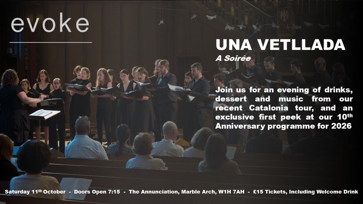 Evoke Choir
Saturday 11 October, 7.30pm
Tickets here: evokemusic.org/events/una-vet…