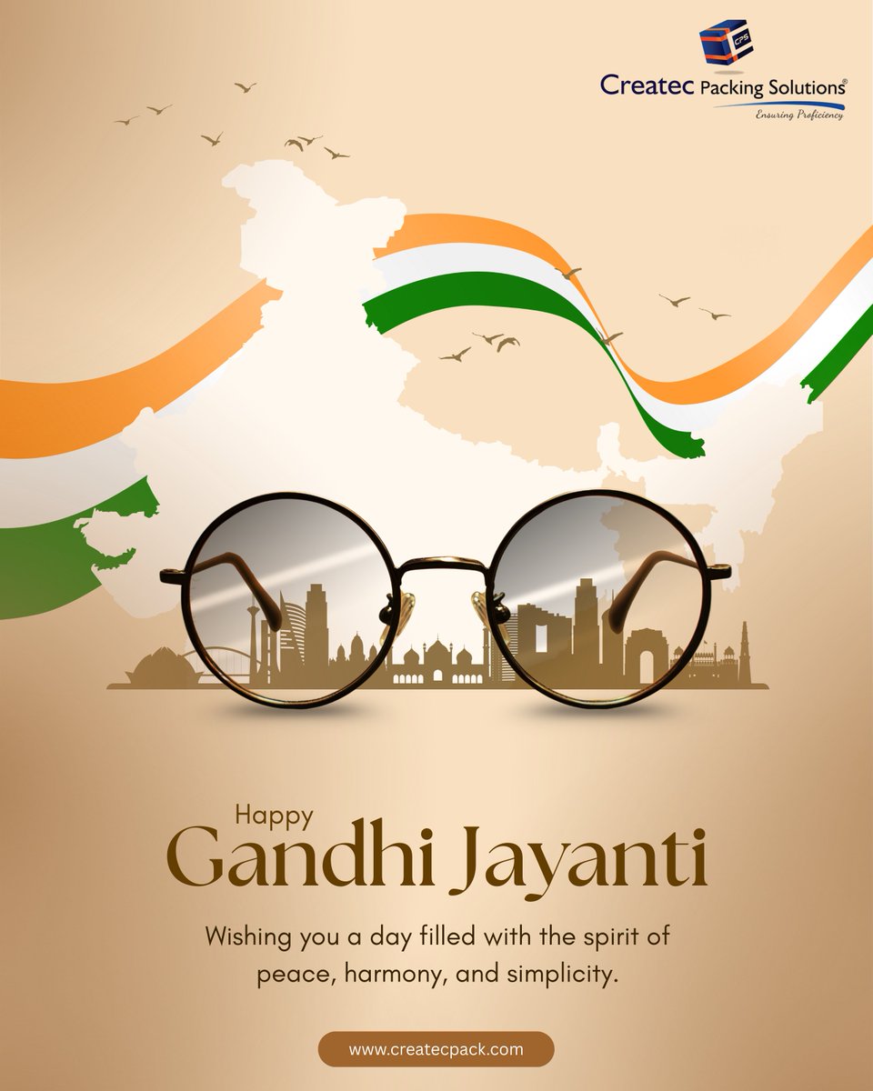 CreatecPacking's tweet image. 🙏 Happy Gandhi Jayanthi 🇮🇳  
Let’s remember the Father of the Nation and walk the path of truth, peace, and non-violence.
“Be the change that you wish to see in the world.” – Mahatma Gandhi

– Team Createc Packing Solutions

#GandhiJayanthi  
#MahatmaGandhi  
#PeaceAndTruth