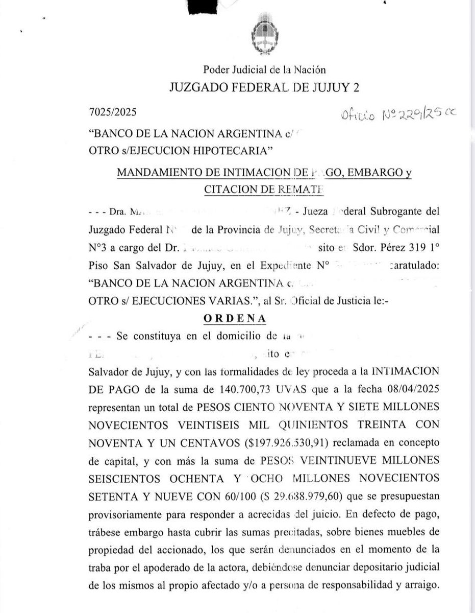 #HipotecadosUVA #Jujuy intimados a abonar una suma impagable que es #UsuraUVA.
Cual es el rol de los bancos públicos <a href="/BancoNacion/">Banco Nación</a>? exprimir a las familias trabajadoras que pusieron los ahorros de toda la vida y el esfuerzo para pagar las cuotas hasta dejarlas en la calle ?