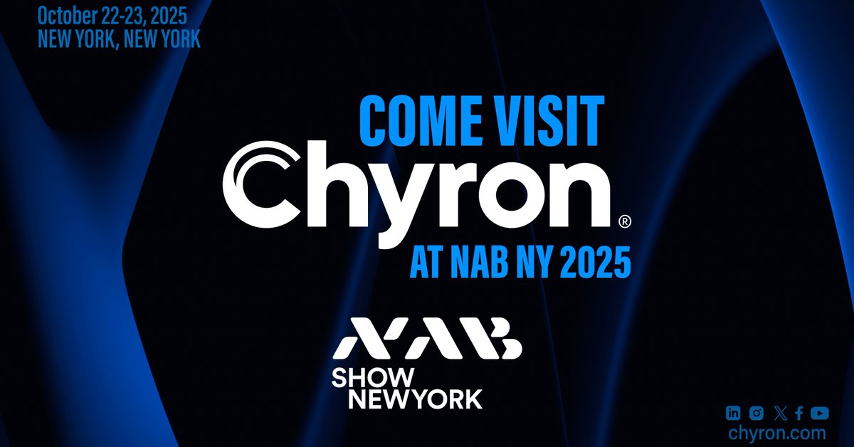 See how Chyron helps you deliver smarter, faster, and more engaging broadcasts across every platform at NAB New York. 

📲 Book your meeting with our team today: 
hubs.la/Q03L1kB10

#SinceDayOne #NABShowNY #LiveProduction #BroadcastGraphics #VirtualSets #CloudProduction