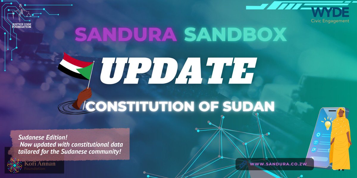 Justice Code Foundation (@justice_code) on Twitter photo Sandura Sandbox has been upgraded with a Sudanese Edition ⚖️ 🇸🇩
Now trained with constitutional data from Sudan for smart, accurate responses
This update makes constitutional education more accessible & interactive for youth.📜 <a href="/KofiAnnanFdn/">Kofi Annan Foundation</a>
#WYDECommunity #WYDEngagement Sandura Sandbox has been upgraded with a Sudanese Edition ⚖️ 🇸🇩
Now trained with constitutional data from Sudan for smart, accurate responses
This update makes constitutional education more accessible & interactive for youth.📜 <a href="/KofiAnnanFdn/">Kofi Annan Foundation</a>
#WYDECommunity #WYDEngagement