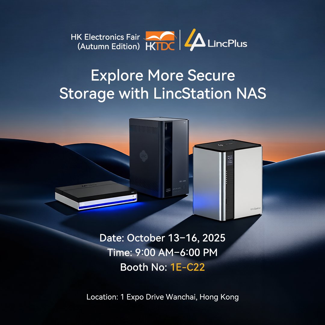 LincplusTech's tweet image. LincStation NAS is coming to HK Electronics Fair!
📅 Oct 13–16 | 📍 Booth 1E-C22
🙌 We are excited to meet you and showcase smarter, faster and safer storage solutions.
👇👇👇Learn more about us:
lincplustech.com
#LincPlus #Lincstation #unraid #BACKUP #HomeServer
