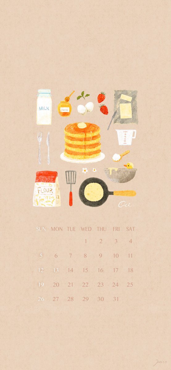 piko_chan723's tweet photo. 明日から10月ということで
今月もカレンダー壁紙を作りました🥞

個人利用の範囲でご使用くださいませ。
＃カレンダー　#壁紙 https://t.co/44yrhDi1vB