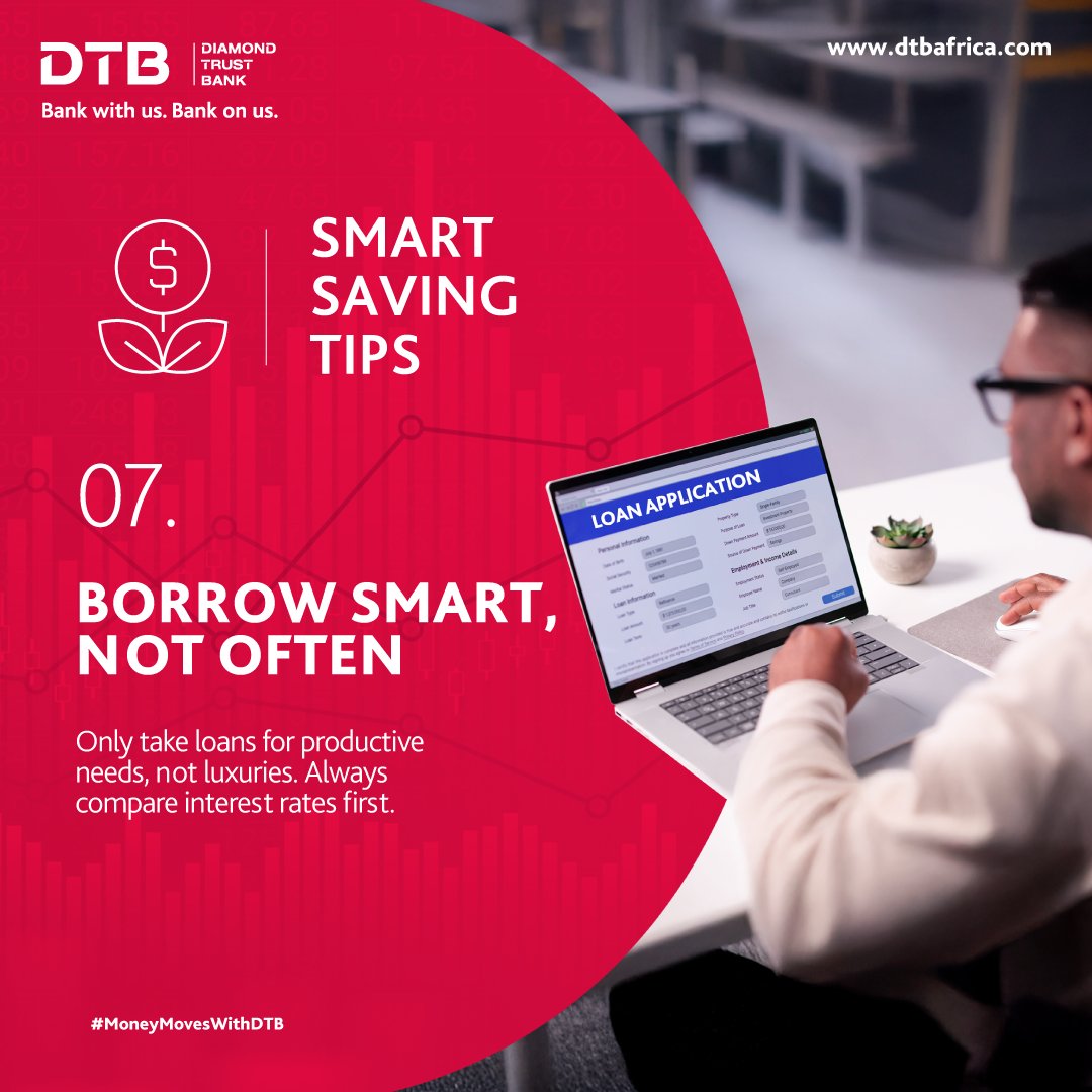 Loans should be tools, not traps. Only borrow for productive needs, like education, business, or an asset that grows in value. And always compare interest rates before signing. Smart borrowing today protects your future freedom. ^Natasha
#MoneyMovesWithDTB #BankOnUs