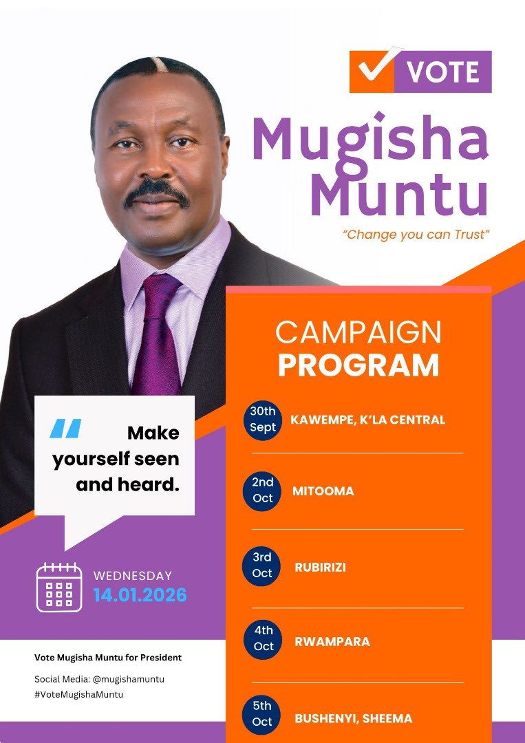 TheANTPreacher's tweet photo. Campaign program for presidential candidate, Mugisha Muntu. https://t.co/TlAyFRPWPn