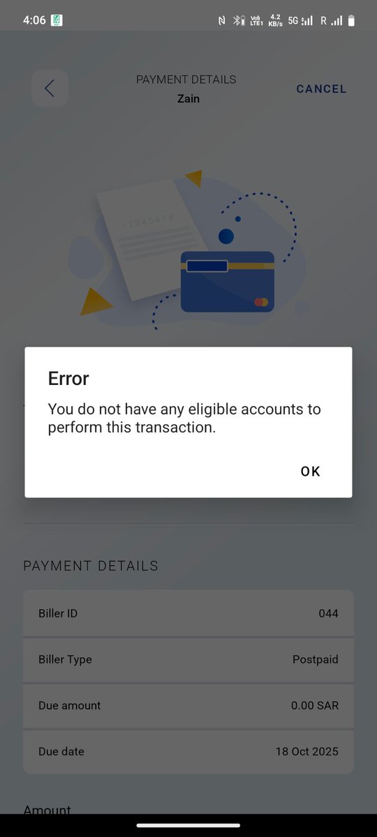 shah2050's tweet photo. @EmiratesNBD_KSA Why I am not able to pay any of my bills through the application? Earlier these worked fine. FYI I am card only customer. https://t.co/jnWnJiLnau