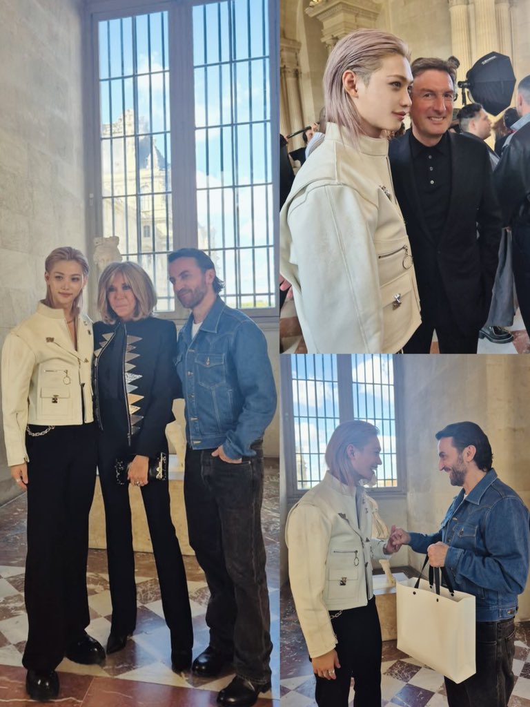 FELIXCharts's tweet photo. 📸 #FELIX at #LVSS26 show with:

• Brigitte Macron, First Lady of France

• Nicolas Ghesquière, LV Women's Artistic Director

• Pietro Beccari, LV Chairman & CEO

FELIX PFW LOUIS VUITTON SS26
#FELIXxLVSS26  @LouisVuitton