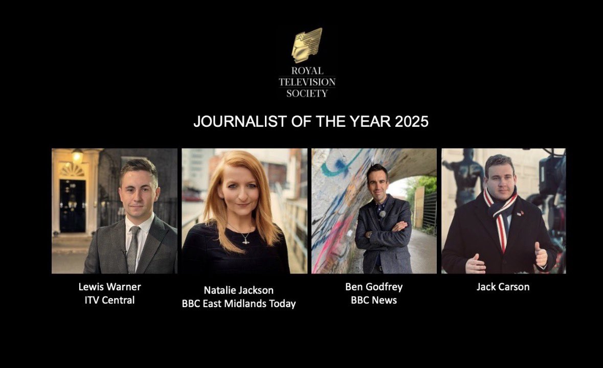 Proud to have been nominated for <a href="/rts_mids/">RTS Midlands</a> ‘Journalist of the Year’ for the second year running!

The faces here have done some great work this year 👇🏼👏