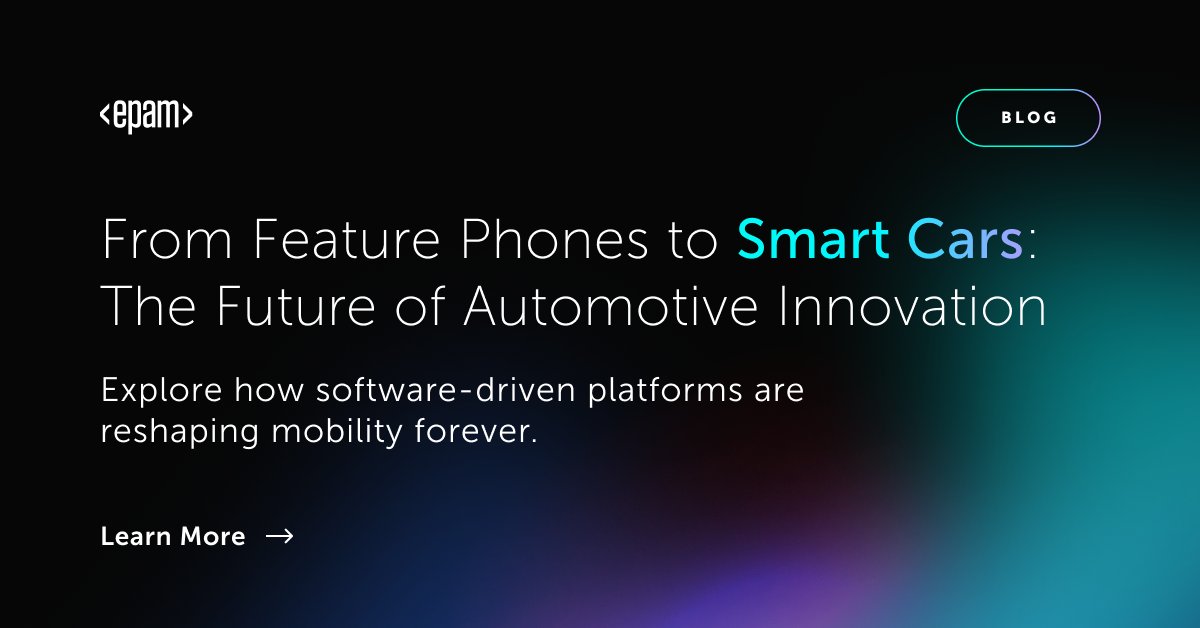 EPAMSystems's tweet image. From feature phones to smart cars—mobility is evolving. Discover how voice-first interfaces &amp;amp; platform-centric design are transforming the #Automotive industry: ow.ly/Muqi50WBJrA 

#SmartCars #SDV #Innovation