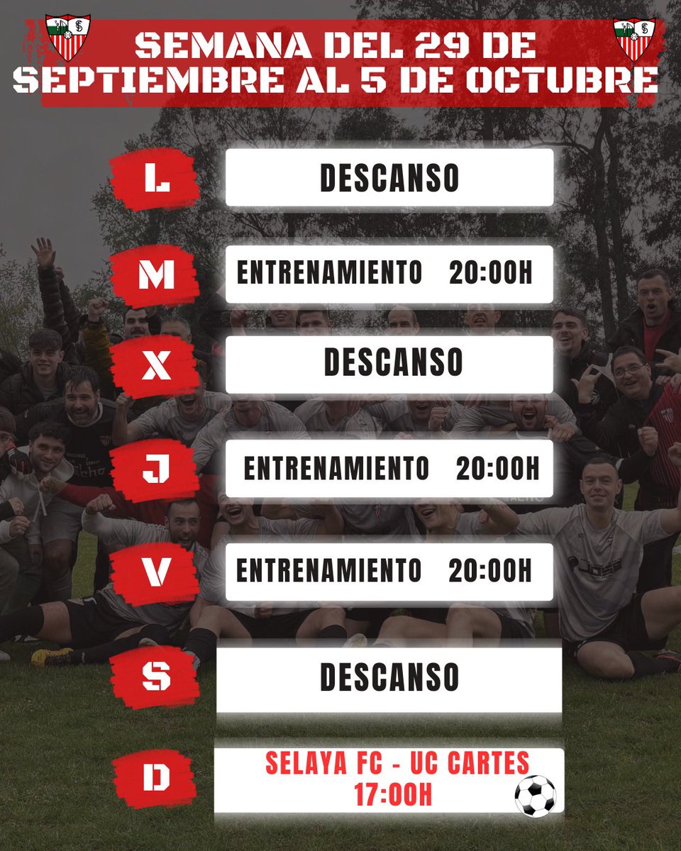 📆 PLANIFICACIÓN SEMANAL.

Semana del 29 de septiembre al 5 de octubre ⚽️🔴⚪️