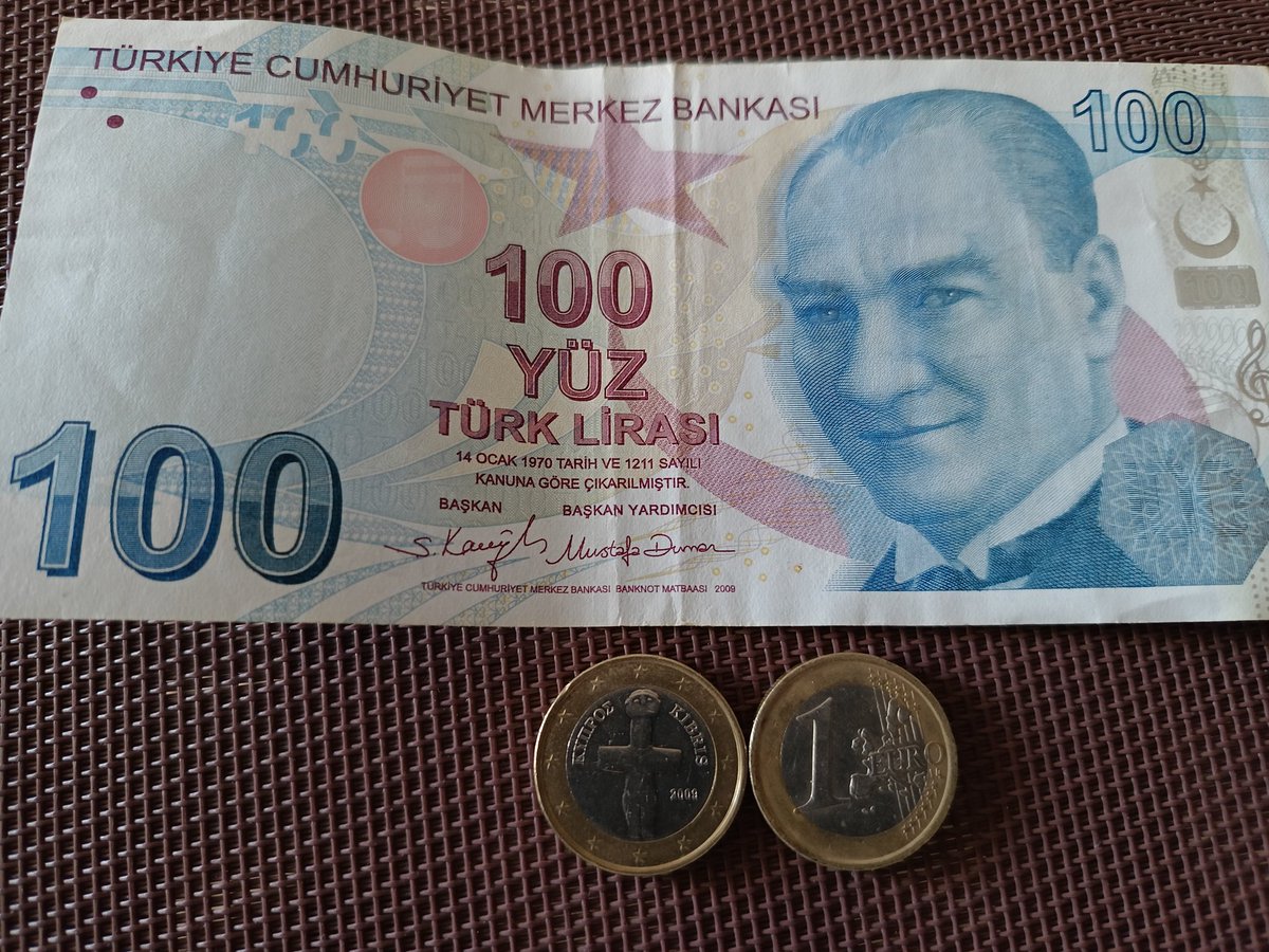 Fun fact. 
Currently these 2 euro coins have the same value as the 100 lira banknote from Turkey.
A few years ago 2 euro was 10 lira.

#turkiye, #Inflation, #Economy