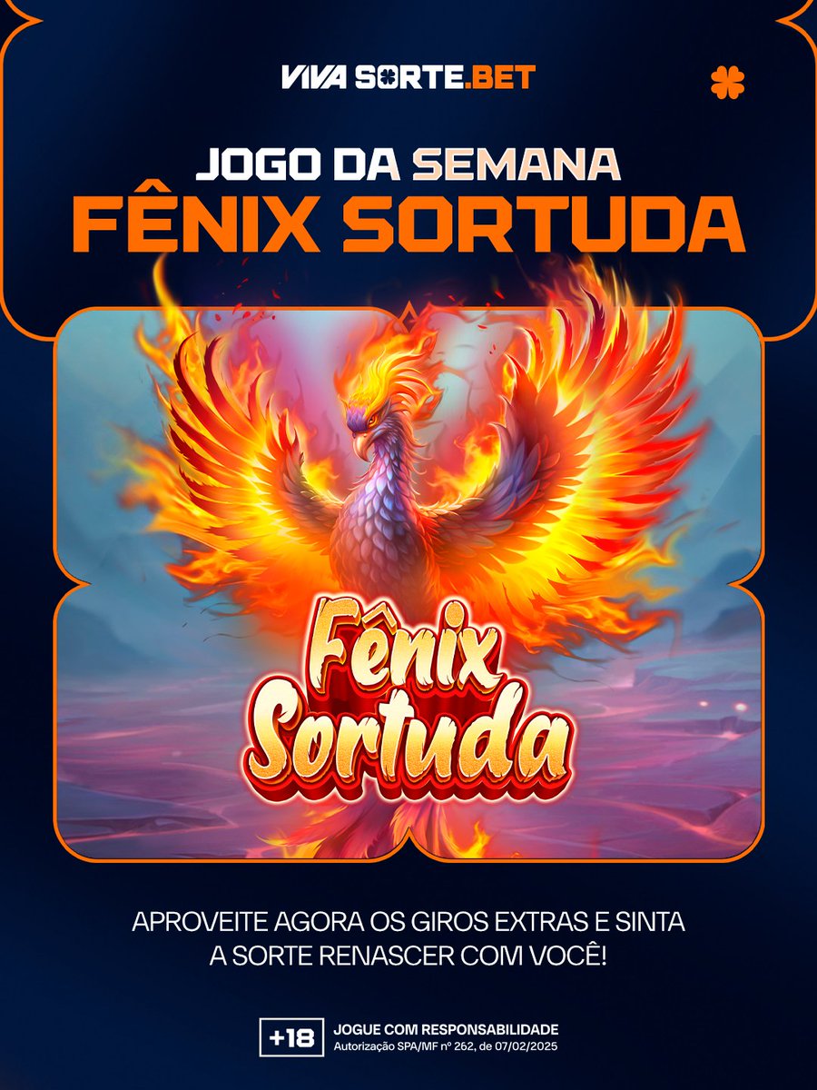 VivaSorteBET's tweet photo. ✨ A Fênix Sortuda é o Jogo da Semana na Viva Sorte Bet!
Jogando nesta semana, você ainda pode receber até 100 giros extras.

👉https://t.co/7QOHH1fVvt

18+ Jogue com responsabilidade
Aposta não é investimento
Autorização SPA/MF nº 262, de 07/02/2025 https://t.co/7RRnvtGNyQ