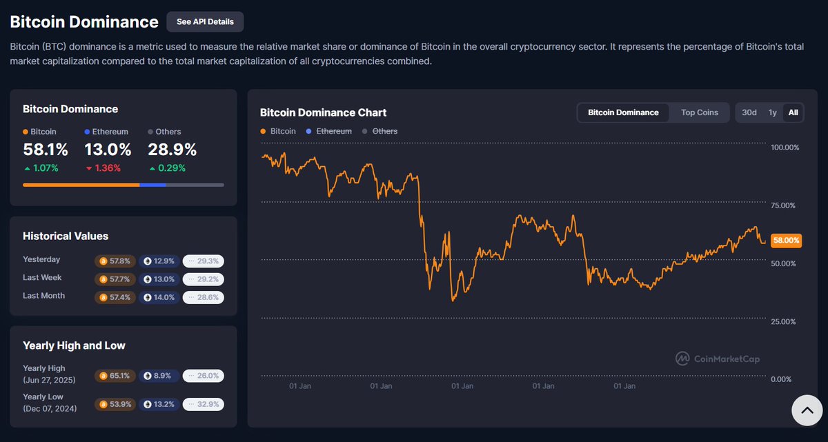 🚀 Bitcoin Dominance: The Final Rotation is Coming

Bitcoin dominance is currently holding around 58%, and all signs point to a final rotation back into BTC in the coming weeks. Historically, September often marks a low for dominance, followed by a strong surge in October – the