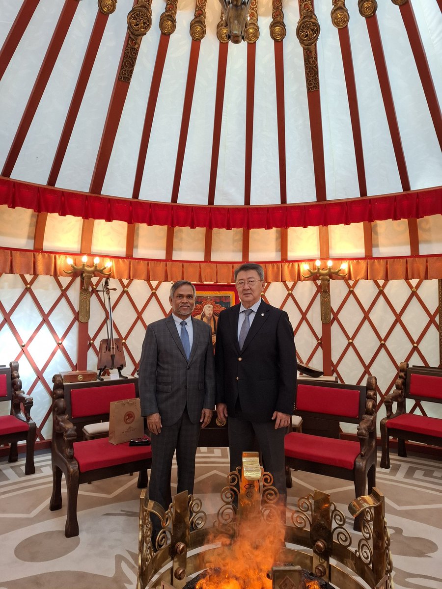 Ambassador <a href="/FazeelNajeeb/">Fazeel Najeeb 🇲🇻</a> met with the Ambassador of Mongolia to China <a href="/NyamaaEnkhbold/">Enkhbold Nyamaa</a>, and reflected on the bilateral and multilateral cooperation between both countries.