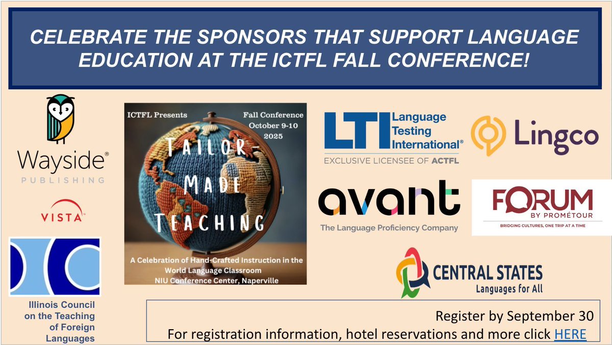 Today is the day! Sign up now to join us at NIU Naperville for ICTFL 25! buff.ly/RjuK2iq