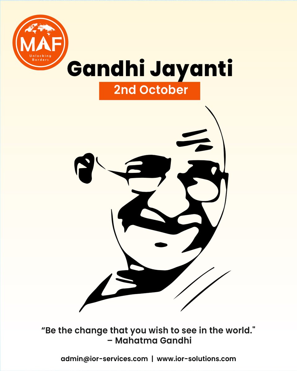 maf_ior's tweet image. Honoring Gandhi Jayanti by embracing peace, progress &amp;amp; integrity in global trade 🌍. At MAF Solutions, we make logistics and compliance simple, honest &amp;amp; efficient.
🌐 ior-solutions.com | 📧 admin@ior-services.com
#GandhiJayanti #MAFSolutions #TradeWithIntegrity