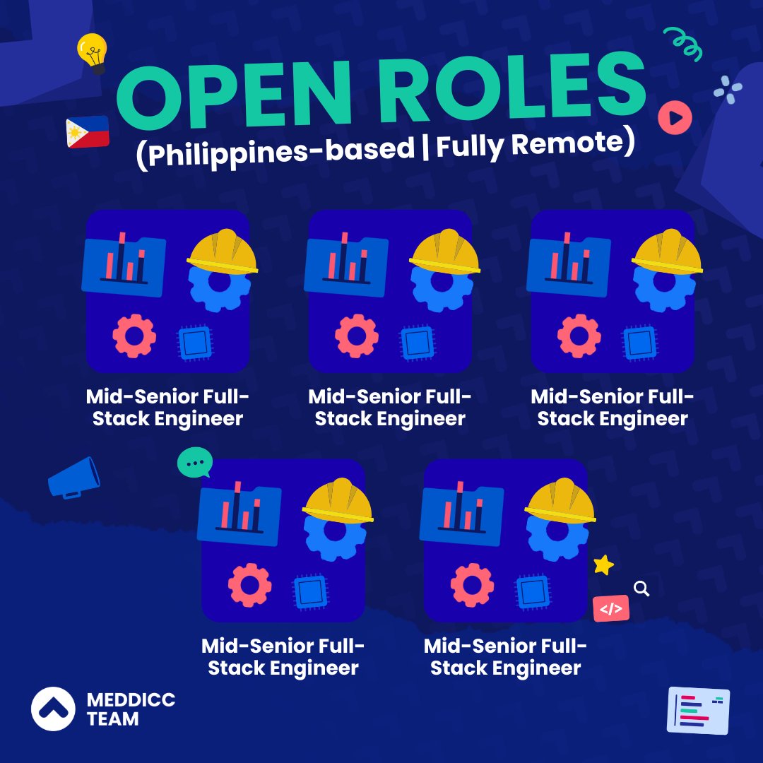 🚨 Yes, you're seeing that right - we’re hiring not one, not two, but FIVE Mid-Senior Full-Stack Engineers in the Philippines! 🇵🇭✨

Our engineering team is growing fast, and we’re looking for A-players who want to shape the future of sales tech that’s already trusted by some of