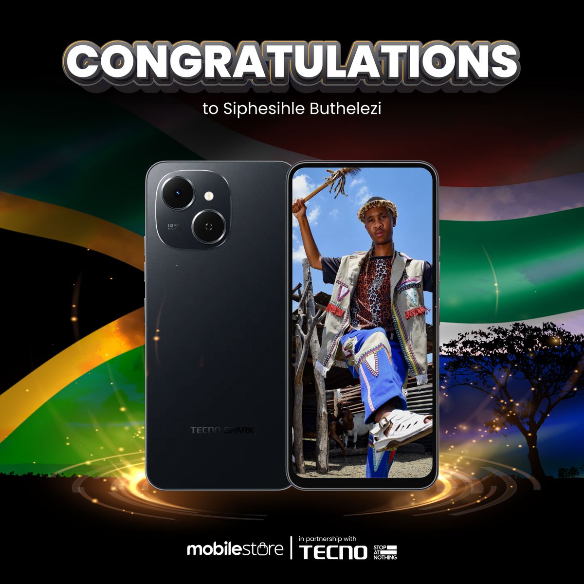 MobileStoreSA's tweet photo. 🥳 Give it up for our winner, Siphesihle Buthelezi! 🥁

Your #HeritageInASnap entry lit up Heritage Month with pride and colour 🎶🔥 You’ve just won a brand-new Tecno Spark 40c 📱✨

Big thanks to everyone who shared their snaps and celebrated with us 🇿🇦💛 https://t.co/YzNPyKBotz