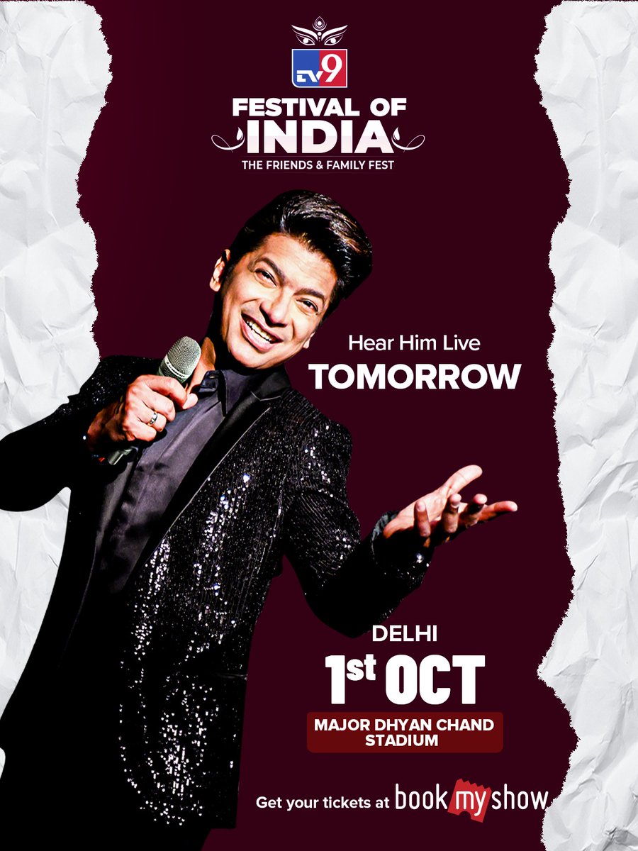 TV9Bharatvarsh's tweet image. Happy Birthday to the King of Melodies, Shaan!
Celebrate the magical voice that turns every moment into a memory.
Only 1 day to go — tickets are selling fast!
Book now on BookMyShow.

#Shaan #TV9FestivalofIndia2025 #FestivalOfIndia #TV9Festival #DurgaPuja2025 #CulturalCelebration