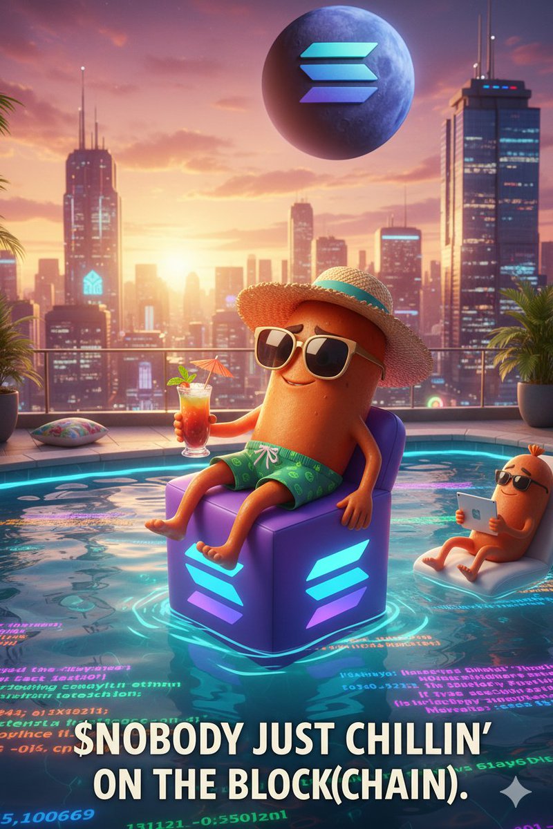 “$NOBODY out here sipping cocktails and debugging the blockchain. Sausage never sleeps, it just floats.”
#Solana #sol
#Crypto 
#memecoin
#shibainu
#floki