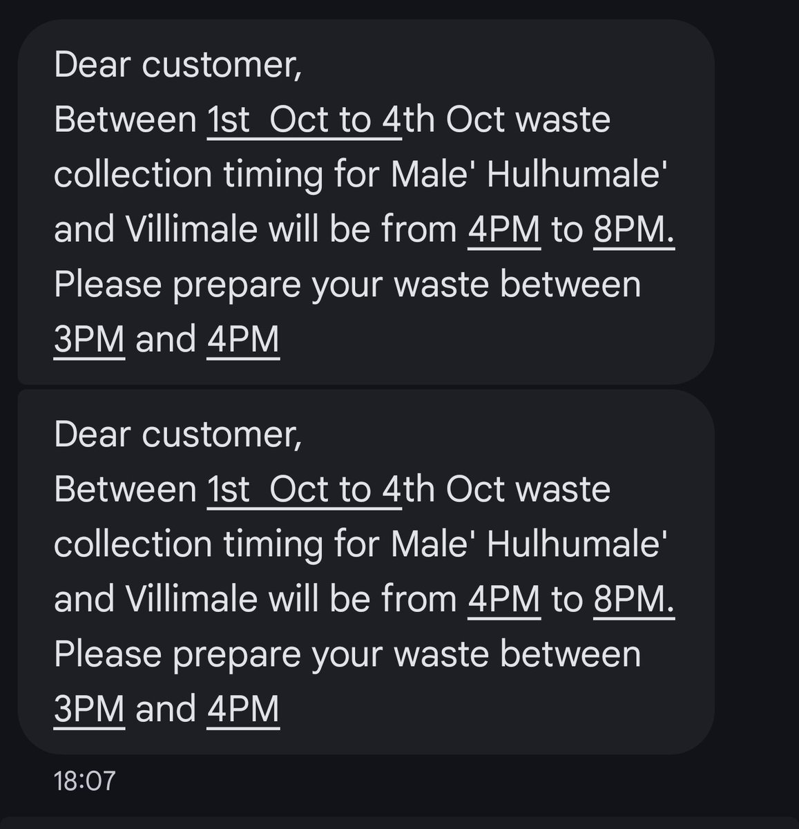 usuf70's tweet photo. Why suddenly @WAMCOmv changed time of collection for only 1st to 4th, 4  days it actually disturbs public , also wamco must mention a valid reason of this change. Right? @HKurusee @raajjemv https://t.co/Jsd6MbOMqV
