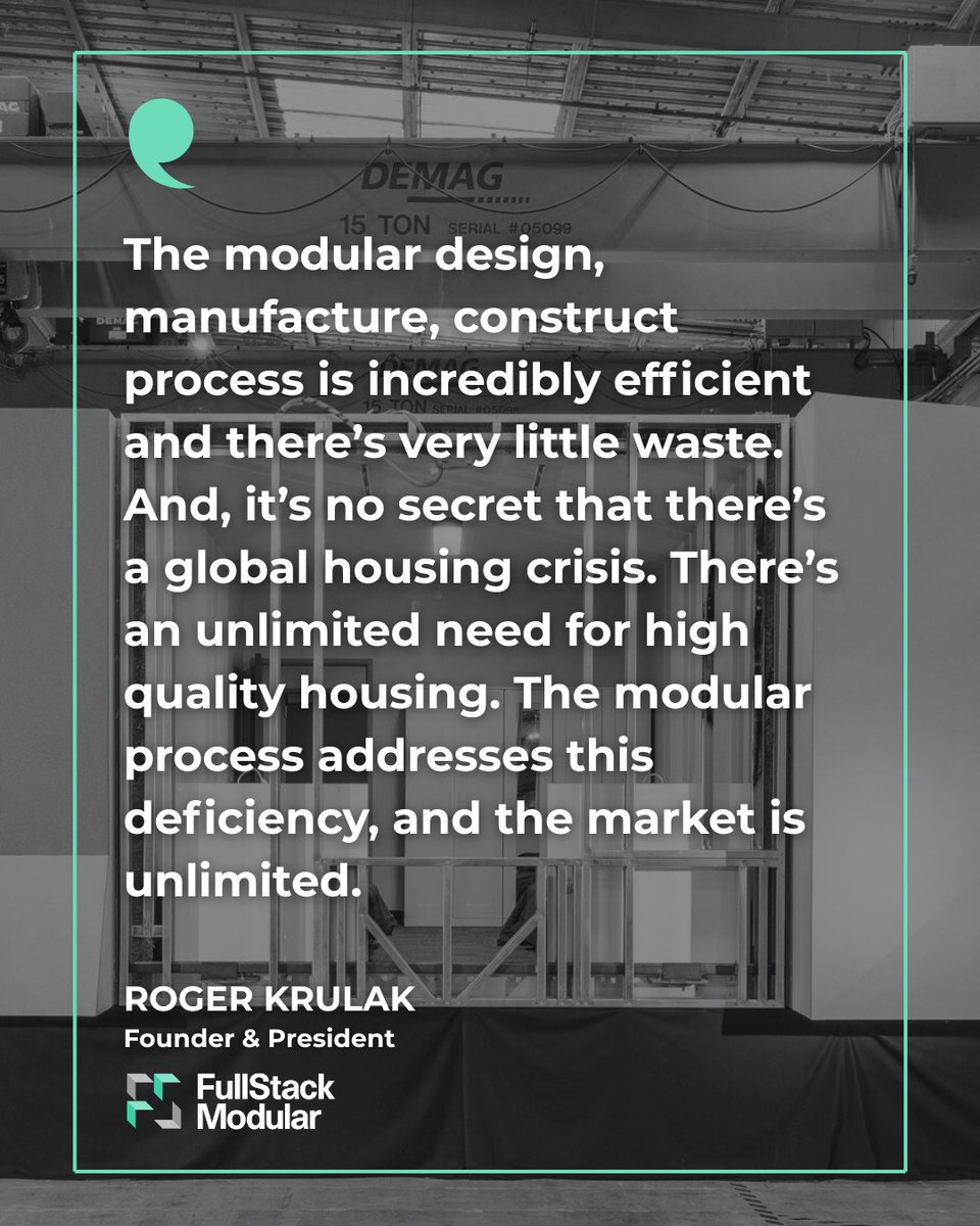 FSModular's tweet image. “Modular construction is a significant value proposition for the future of building in the cities that surround us, and we’re working to pave the way.” - Roger Krulak, Our Founder & President 🏠
🔗: "Innovator: Roger Krulak" by Liisa Andreassen: bit.ly/48FXuJa