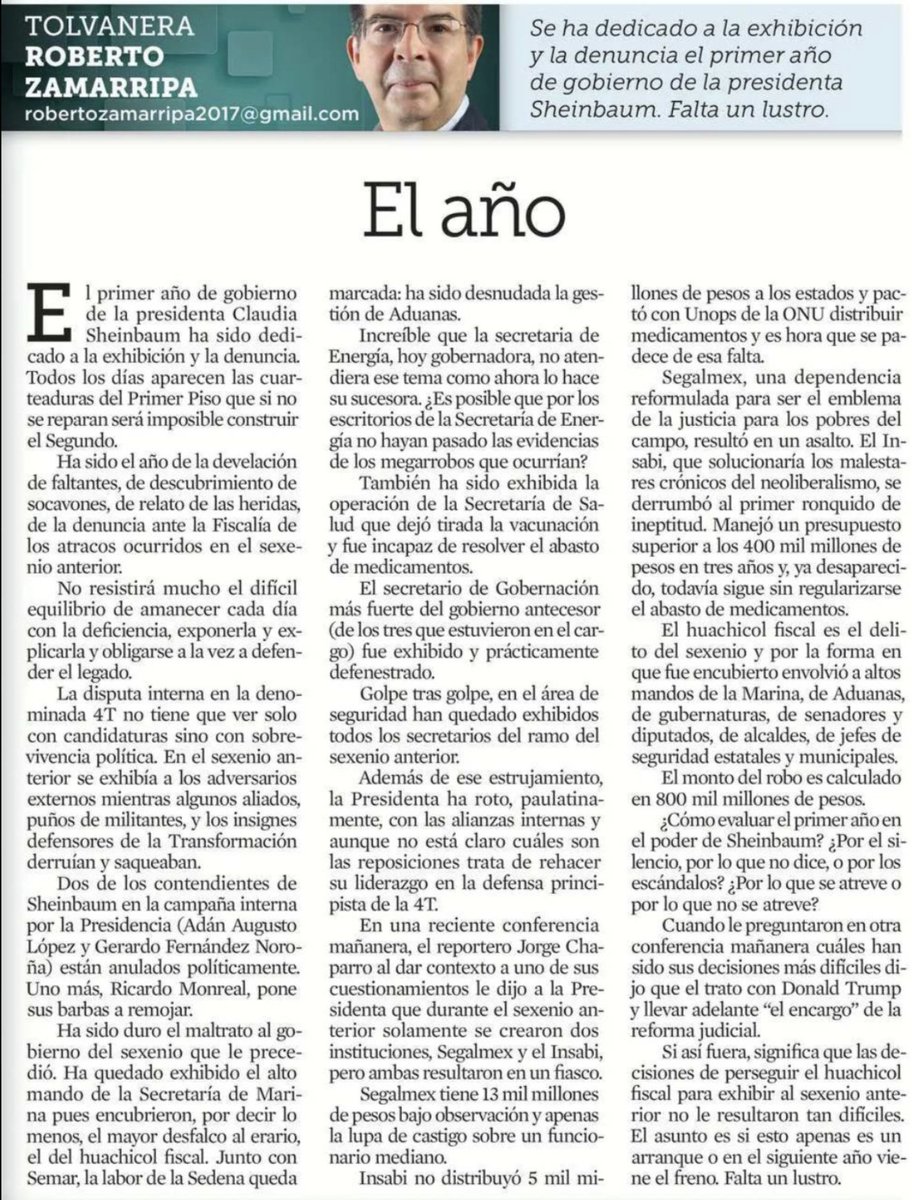 Sheinbaum presume limpieza mientras nada en lodo. Mentir, encubrir y saquear, el lema de la 4T.  El huachicol fiscal sigue, Segalmex es un asalto institucionalizado, el Insabi una tumba sanitaria, y los pactos de impunidad blindan a todos.