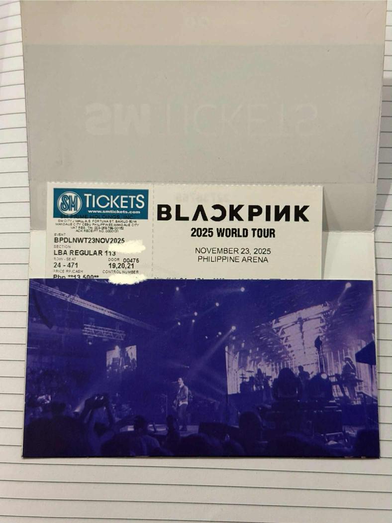 chsmglngt's tweet photo. FOR SALE: BLACKPINK DEADLINE TOUR IN BULACAN 🎟
🗓(NOV 23, DAY 2) 
📌LBA REG
      Section 113 Row 24 SEAT 471 
💸Selling at the original price plus the cost of the Weverse subscription and other fees.

#BLACKPINK #BLACKPINK_DEADLINE 
#DEADLINE_IN_BULACAN https://t.co/ZIELnWodF1