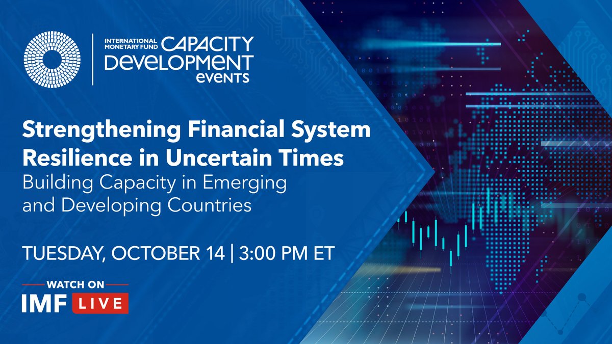 imfcapdev's tweet image. 🔍 How is @IMFNews helping its most vulnerable members safeguard financial stability?

🌍 To learn more, join the #IMFMeetings event “Strengthening Financial System Resilience in Uncertain Times—Building Capacity in Emerging and Developing Countries” on October 14!