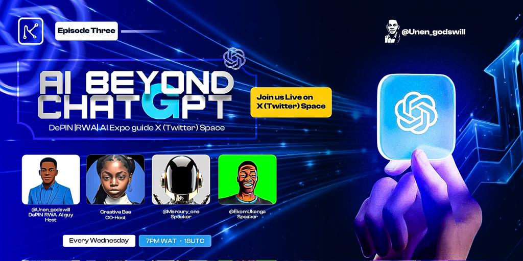 AI isn’t just ChatGPT… and if you think it is, you’re already behind.

We’ve done DePIN ✅
We’ve done RWA ✅
Now it’s time to shake the air with AI.

This Wednesday → AI Beyond ChatGPT
🕖 7PM WAT | 18UTC

With me @Unen_godswill (your DePIN • RWA • AI guy),
Co-host: Creative