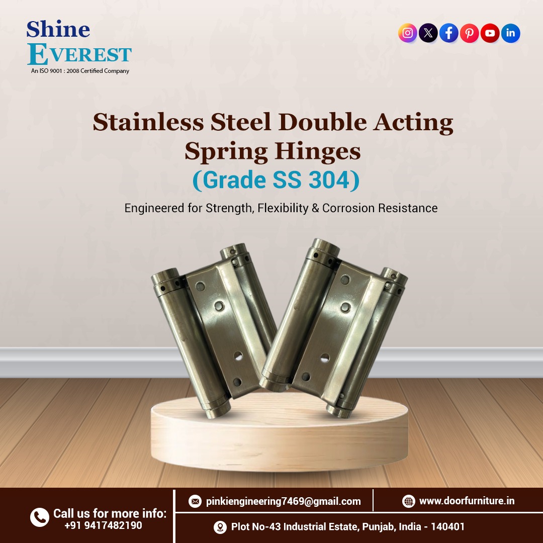 pinkieng25's tweet image. 🔩 Strength | Flexibility | Corrosion Resistance
Upgrade your doors with Stainless Steel Double Acting Spring Hinges (Grade SS 304) – engineered for long-lasting durability and smooth performance.
✨ Perfect for homes, offices &amp;amp; commercial spaces.
#StainlessSteel #SpringHinges
