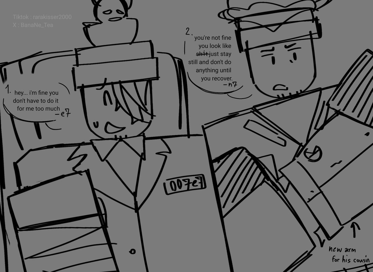 BanaNe_Tea's tweet image. Hey... 007e7 design in termination protocol okay..?? Is not official okay...??? Okay... And 007n7 his younger cousin too i guess...

( I suggested him as an NPC btw!! )
#terminationprotocol #tpc #007e7 #007n7 #design #art #roblox