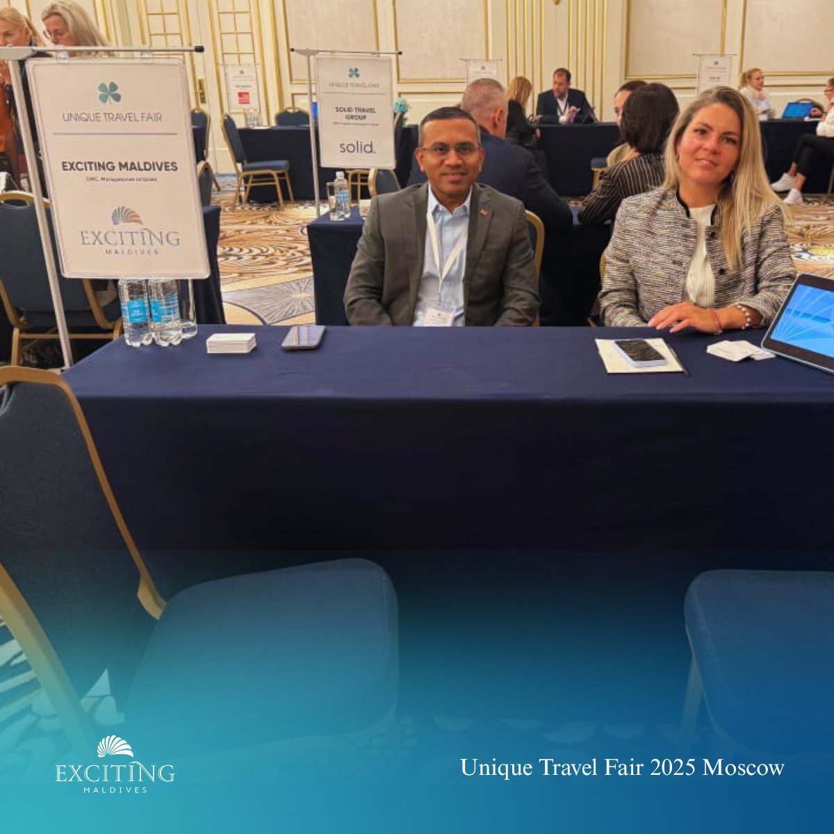 excitingmv's tweet photo. We were delighted to take part in Unique Travel Fair 2025 – Moscow today at The Carlton. 🇷🇺
A wonderful opportunity to meet travel partners and showcase the Maldives as a world-class luxury destination. 

#UniqueTravelFair #UTF2025  #BeUnique https://t.co/JWfsZr7O0O