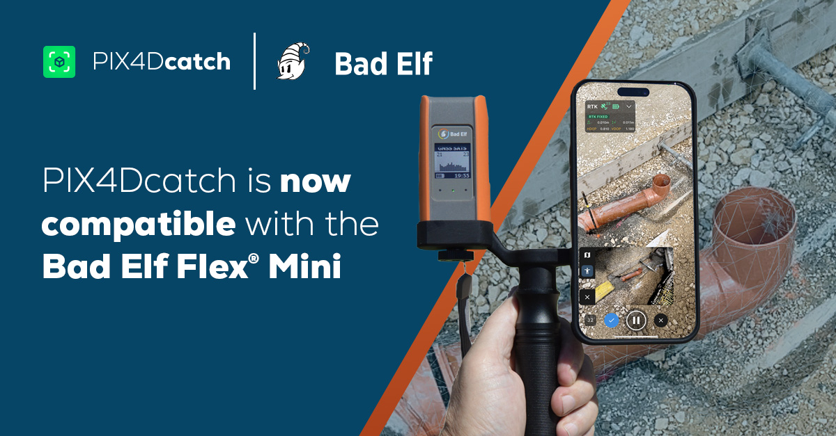 We're excited to announce #PIX4Dcatch is officially compatible with the <a href="/bad_elf/">Bad Elf</a> Flex® Mini GNSS receiver. The ultra-light design facilitates maximum convenience in the field.  🗺️📲

Discover our scanning kits: pix4d.com/pricing/?tab=t…

#Construction #surveying #3Dmapping