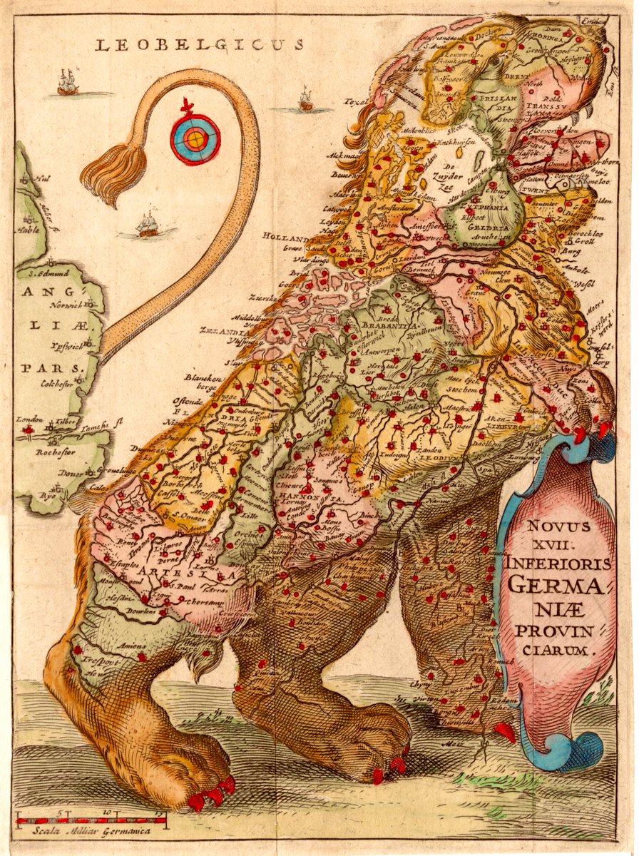 Plantagenet1455's tweet photo. “Leo Belgicus,” a map of the Low Countries drawn in the shape of a lion, 1648. https://t.co/AuRcdGHNAP