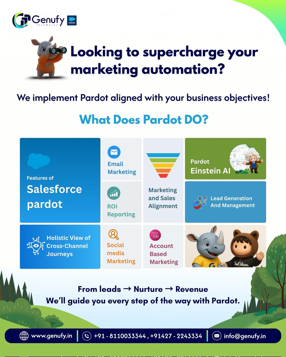 GenufyTW's tweet photo. Turn leads into loyal customers with Pardot 🚀
We’ll implement it for you,let’s connect! 💬
#Pardot #Salesforce #Cera #MarketingAutomation #LeadGeneration #B2BMarketing #SalesEnablement #RevOps #BusinessGrowth #genufy #GenufyTechWorks #Trending #DigitalTransformation #Loyalty https://t.co/vQt0bhvOFQ