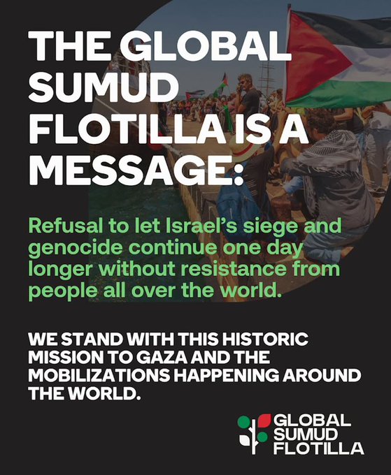 gabryel49315699's tweet photo. @GlobalSumudF The Sumud Global Flotilla is the symbol of the awakening of the consciousness of humanity that had fallen into a deep sleep in the face of the genocide in Gaza. https://t.co/PkrI17bgIB