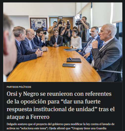 En esa mesa hay gente cuya campaña electoral costó U$S10millones-la más cara de la historia- y nunca aclaró el origen del dinero Ni los partidos votaron una ley-ninguno-para transparentar el dinero que manejan los partidos La foto es para la gilada, TODOS saben lo que pasa