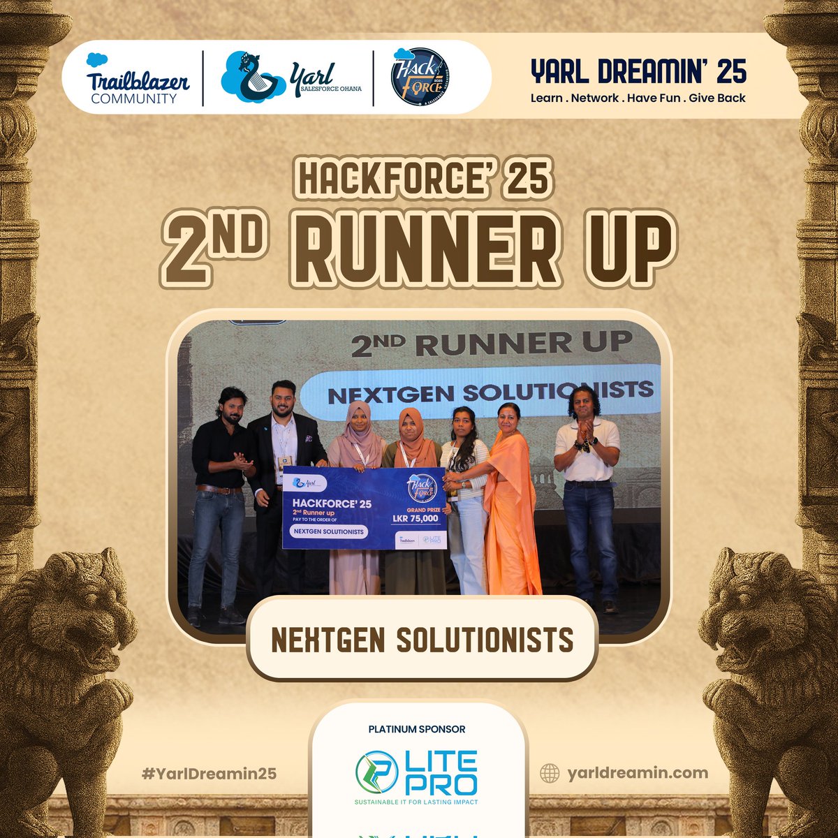 👏 𝐂𝐨𝐧𝐠𝐫𝐚𝐭𝐮𝐥𝐚𝐭𝐢𝐨𝐧𝐬 𝐭𝐨 𝐍𝐞𝐱𝐭𝐠𝐞𝐧 𝐒𝐨𝐥𝐮𝐭𝐢𝐨𝐧𝐢𝐬𝐭𝐬, 𝐭𝐡𝐞 𝟐𝐧𝐝 𝐑𝐮𝐧𝐧𝐞𝐫 𝐔𝐩 𝐨𝐟 𝐇𝐚𝐜𝐤𝐟𝐨𝐫𝐜𝐞’ 𝟐𝟓!

Their hard work, innovative spirit, and teamwork earned them a well-deserved spot on the podium. A big salute to their efforts in