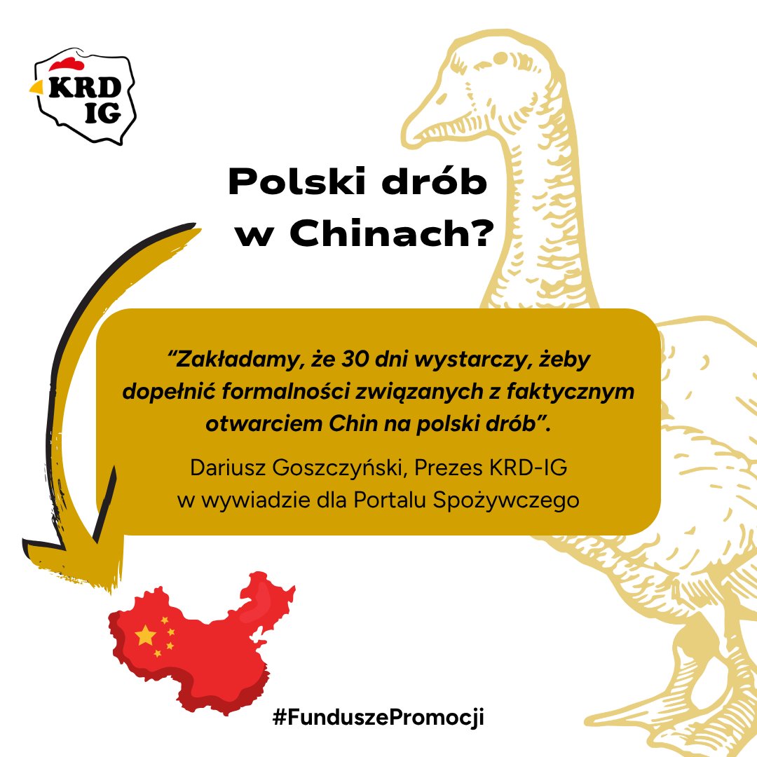 Kiedy nastąpi wznowienie eksportu polskiego drobiu do Chin? Na jakich zasadach regionalizacja została podpisana? Jak branża podchodzi obecnie do rynku azjatyckiego?

Zachęcamy do przeczytania całego wywiadu z Dariuszem Goszczyński, Prezesem KRD-IG.
portalspozywczy.pl/mieso/wiadomos…