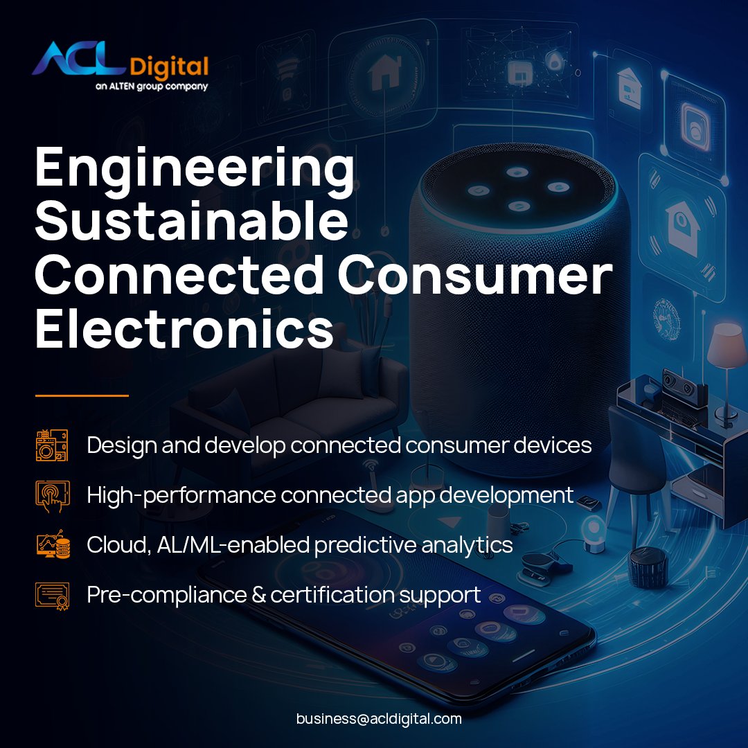 ACL_Digital's tweet image. ACL Digital engineers next-gen consumer electronics with IoT, AI/ML, and chip-to-cloud integration—delivering intuitive, connected experiences for evolving consumer needs.

Know More:     acldigital.com/industries/con…

#IoT #AI #ConsumerElectronics #CloudIntegration #ConnectedDevices