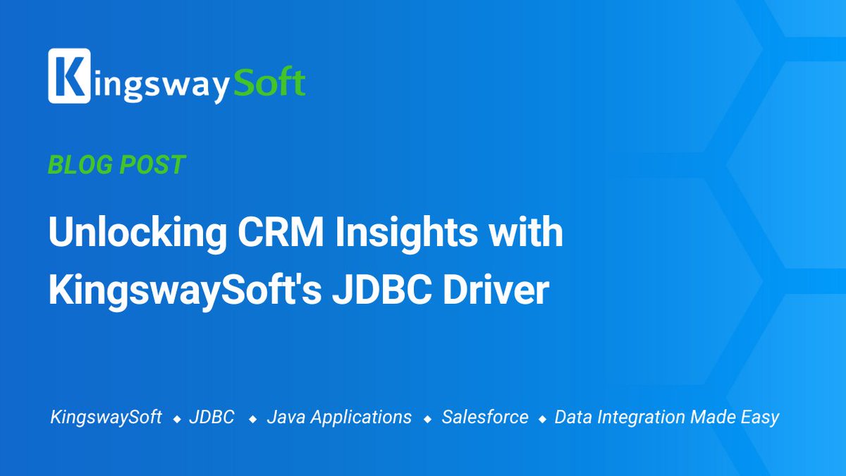 kingswaysoft's tweet image. Just Blogged - Unlocking CRM Insights with KingswaySoft&apos;s JDBC Driver

kingswaysoft.com/blog/2025/09/3…

#KingswaySoft #JDBC #Salesforce #JavaApplications #DataIntegrationMadeEasy
