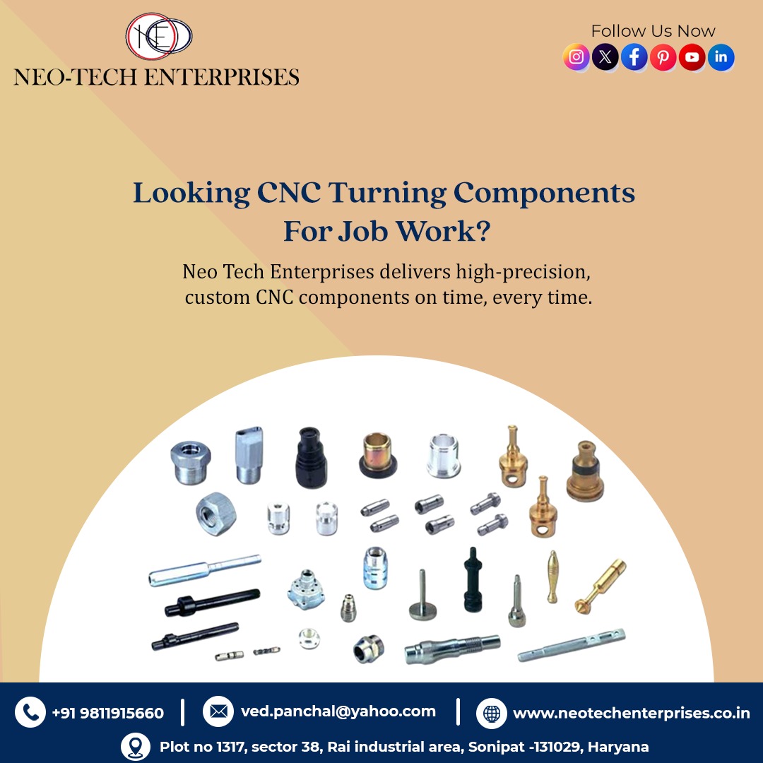 neotech25_'s tweet image. 🔧 Need precision CNC turning components for job work?
Neo Tech Enterprises delivers high-quality, custom CNC parts — on time, every time! ⚙️
📍 Sonipat, Haryana
📞 +91 9811915660
🌐 neotechenterprises.co.in
#CNC #Manufacturing #JobWork #Engineering #CNCIndia #NeoTechEnterprises