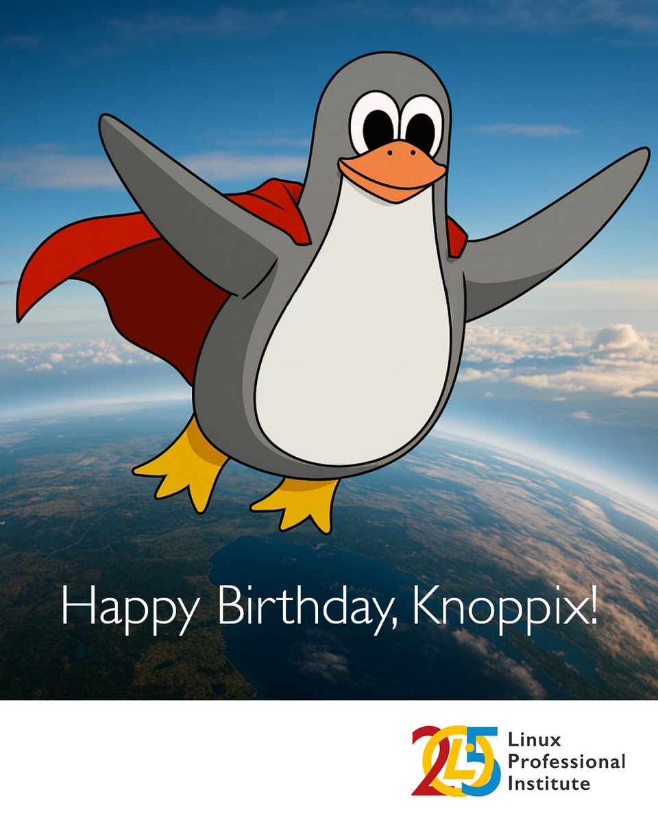LPIConnect's tweet photo. Happy 25th Birthday to #Knoppix, one of the first #CD and #USB bootable #Linux distros! 🐧🎂🎉
Based on @Debian, Knoppix is a historic part of #opensource, & a classic community favorite. Thanks @kknopper and the Knoppix community for helping shape the future of #FOSS!
#Debian https://t.co/g9XCMuL2gL