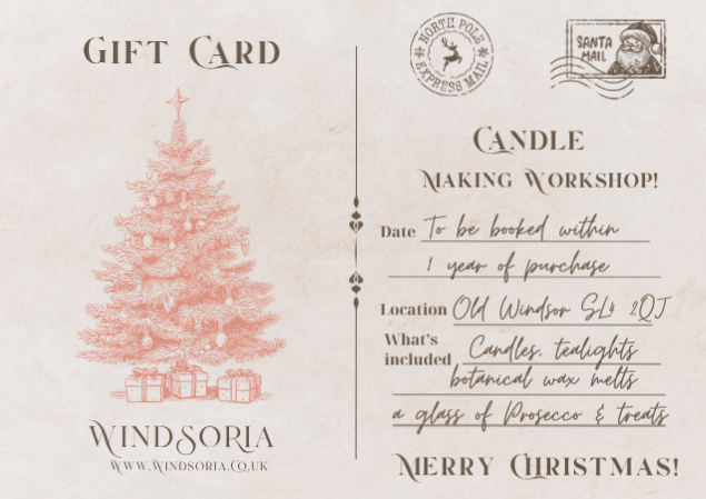 Christmas Gift Card | Candle Making Workshops in Windsor
#Christmasgiftcard #Xmasgiftcard #Candlemakingwindsor

windsoria.co.uk/products/chris…