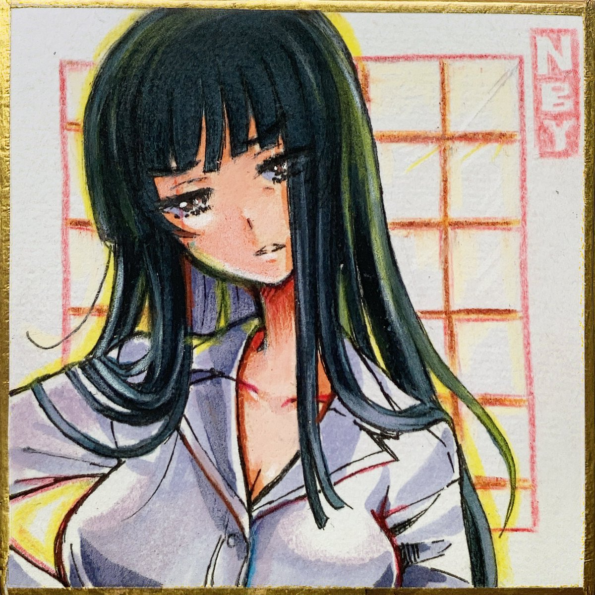 西住しほ 「寝起き低血圧しほさん描きました 家元は髪の毛そのままで寝るのか」|なべゆ@C102(土)東34a🧊のイラスト