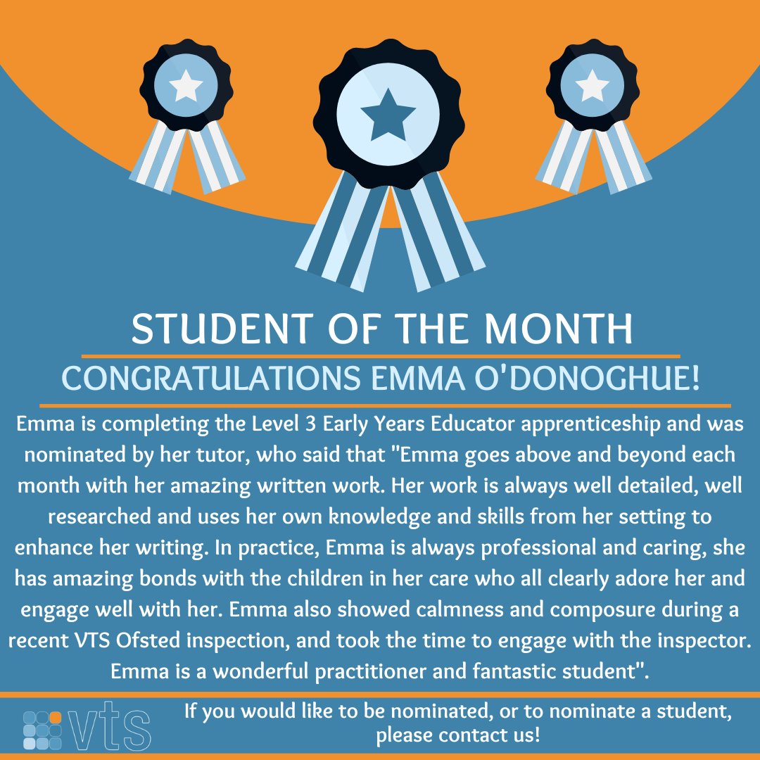 vtslearning's tweet image. Congratulations Emma on being our Student of the Month at VTS!
Well done and keep up the amazing work! 🎉